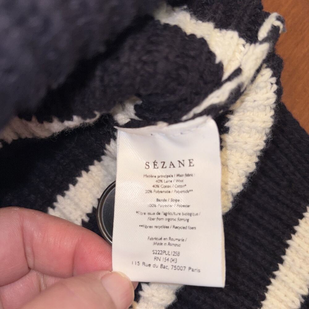 SEZANE ADRIAN SWEATER Le Maille Large Nautical Sailor Navy Stripe - Picture 4 of 6